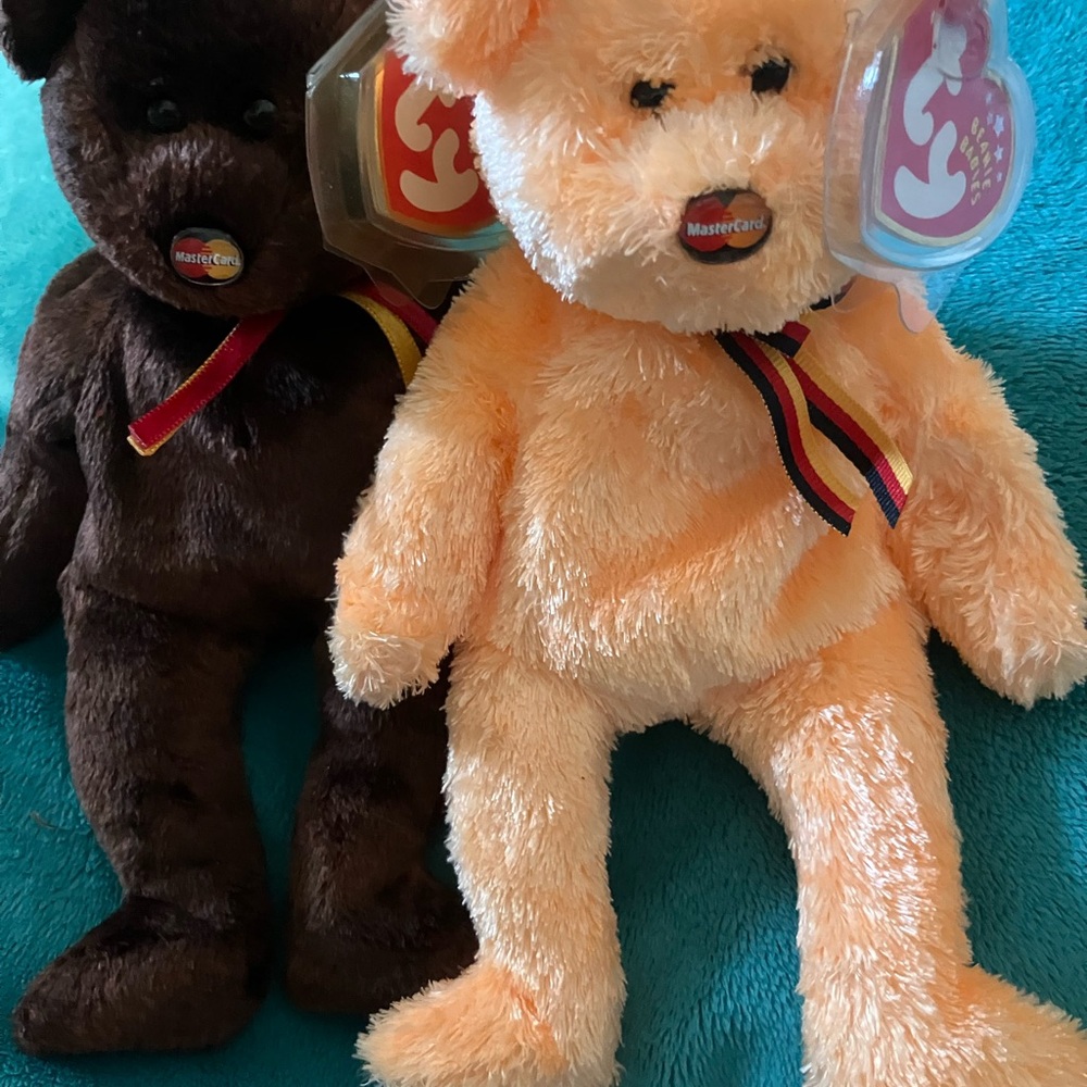 Ty Beanie Babies Brown M.C Bear, And Orange M.C. 11 Beanie Babie Lot Of 2 - Picture 2 of 6
